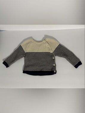 Baby GAP - boys Navy and Cream Striped Knit Sweater 6-12 months
